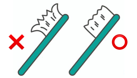 歯ブラシの毛先の良し悪しのイラスト