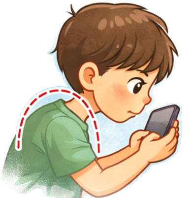 スマホを触る時の姿勢が悪いイラスト