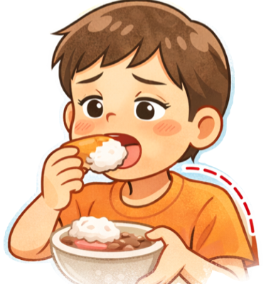 食べる姿勢が悪いイラスト
