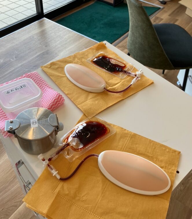 採血実習の模型の写真